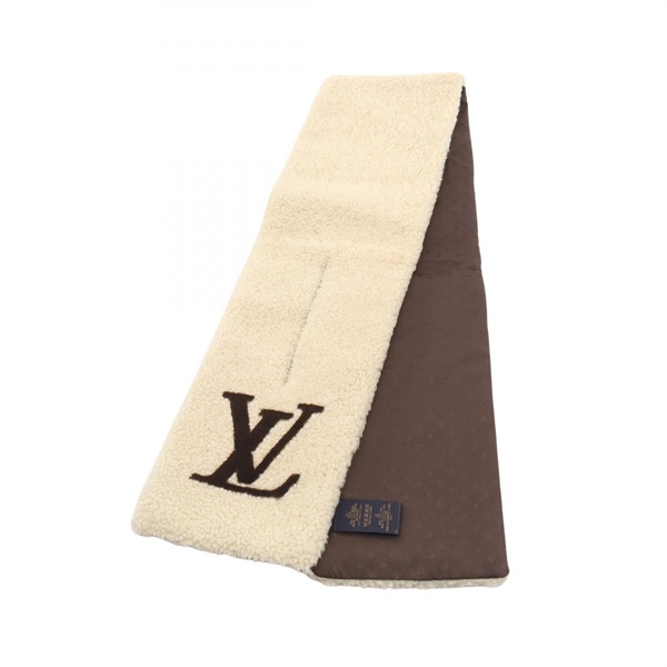LOUIS VUITTON Echarpe SKI Scarf M79229 Silk Shearing Beige Brown Used Women LV