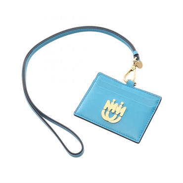 Miu Miu LIGHT CALF Card Case 5MC061 leather Blue Used Women