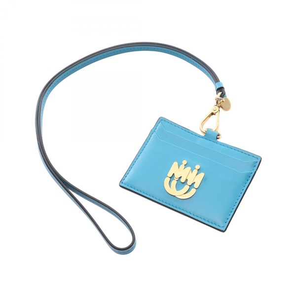 Miu Miu LIGHT CALF Card Case 5MC061 leather Blue Used Women