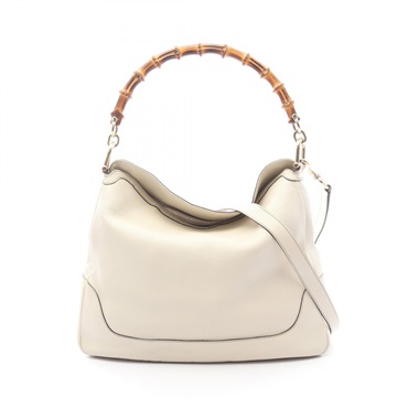 GUCCI Diana Bamboo Shoulder hand Bag 282315 leather White Used Women