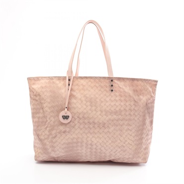 BOTTEGA VENETA Intrecciolution Tote Bag Nylon leather Pink Used Women