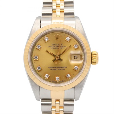ROLEX Datejust 10P Diamond S Wrist Watch 69173G Automatic 18KYG SS Used Women