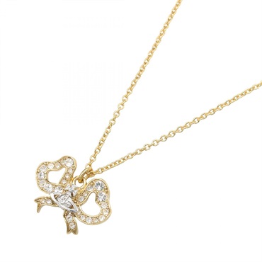 Vivienne Westwood Rigoberta Ribbon Orb Pendant Necklace brass NEW 39~43cm