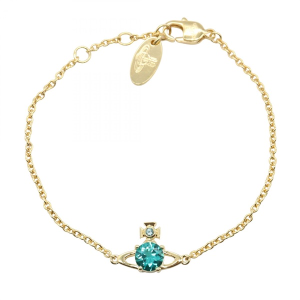 Vivienne Westwood Reina Small chain Bracelet 16.5cm 61020056/02R702 brass green