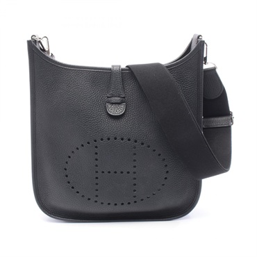 HERMES Evelyne Troyes PM Shoulder Bag Clemence leather Black Used Women SHW R