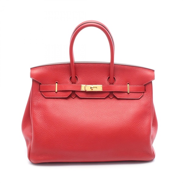 HERMES Birkin 35 Handbag Clemence leather Rouge garance Used Women N GHW