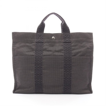 HERMES Herline MM Large Tote Bag Nylon canvas Gray SHW Used Unisex