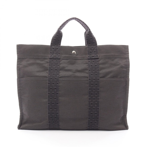 HERMES Herline MM Large Tote Bag Nylon canvas Gray SHW Used Unisex