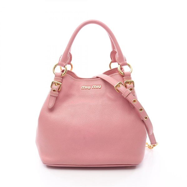 Miu Miu Madras 2Way Crossbody Shoulder Handbag RN0886 leather Pink Used Women