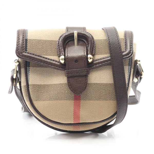 BURBERRY Nova Check Shoulder Bag canvas leather Beige Brown Used Women crossbody
