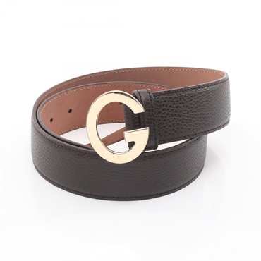 GUCCI G buckle Belt leather Brown Used mens