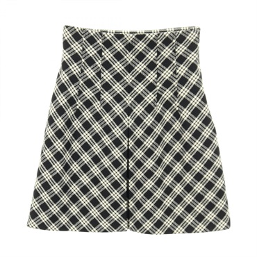 Christian Dior mini plaid Skirt #36 wool Black White Used Women