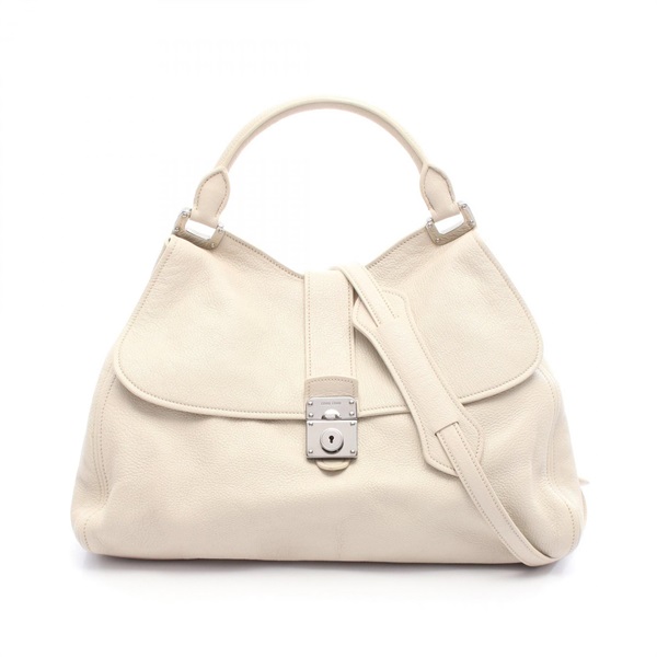 Miu Miu MADRAS Madras Shoulder Handbag RN0774 leather Beige Used Women