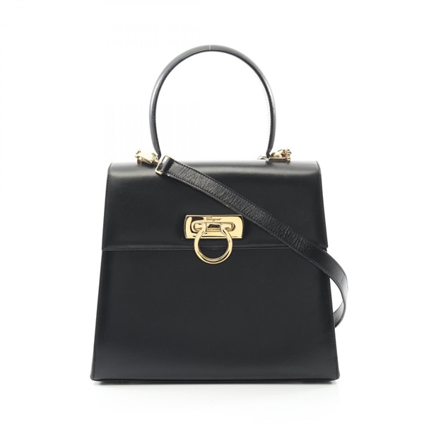 Salvatore Ferragamo Gancini Shoulder Handbag 21 0536 leather Black Used Women