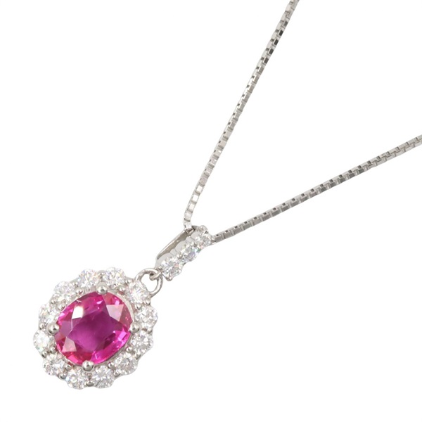 JEWELRY Unheated Sapphire Diamond Necklace Pendant Pt900 Pt850 Platinum Used