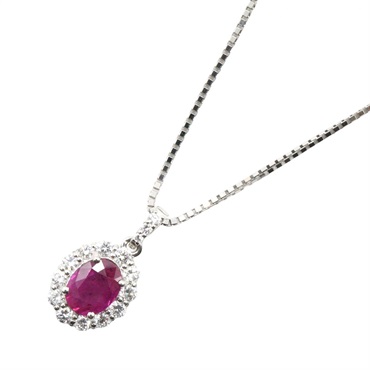 JEWELRY Ruby Diamond Necklace Pendant Pt900 Platinum Red Used Women