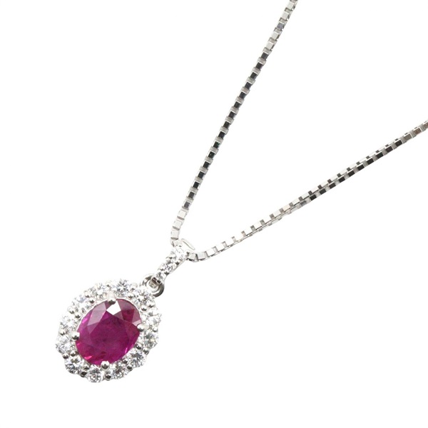 JEWELRY Ruby Diamond Necklace Pendant Pt900 Platinum Red Used Women