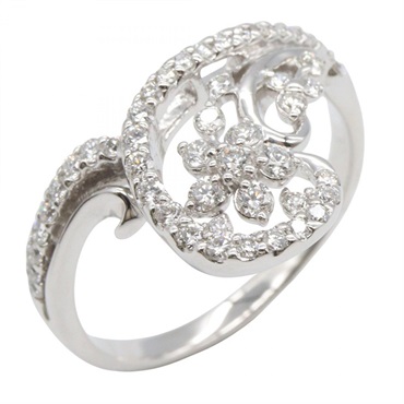 JEWELRY Diamond Ring 18KWG White Gold Used Women US Size 8.5