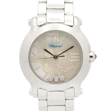 Chopard Happy Sports White Shell Wrist Watch 8509 Quartz SS Used Women