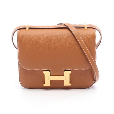 HERMES Constance 3 Mini Miroir Shoulder Bag K 083905CC Epsom Gold Used GHW Women