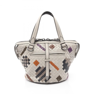 BOTTEGA VENETA Intrecciato Handbag leather Beige Multicolor Used Women BV