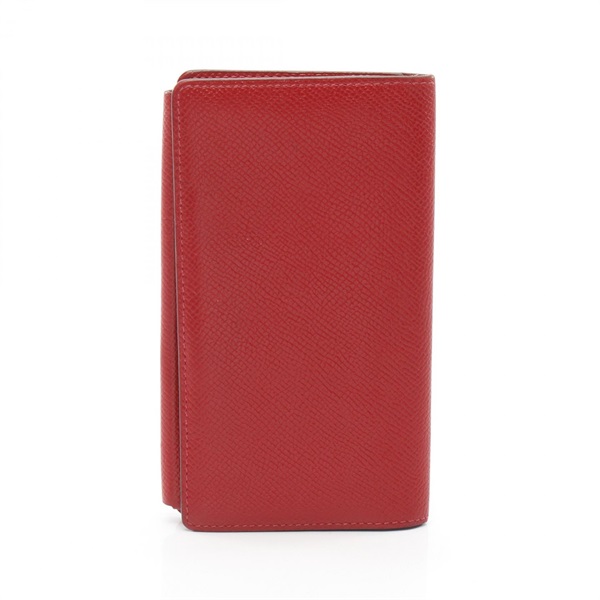 HERMES Etui Smart Classic Bi-fold wallet Epsom leather Rouge Piment Used Women T