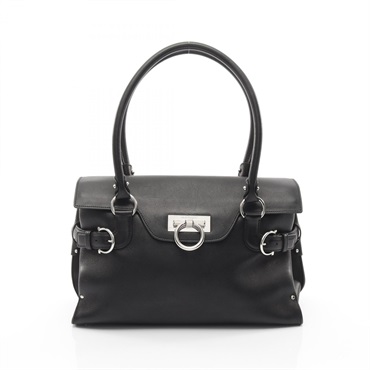 Salvatore Ferragamo Gancini Shoulder Handbag 21 4402 Calf leather Black Used