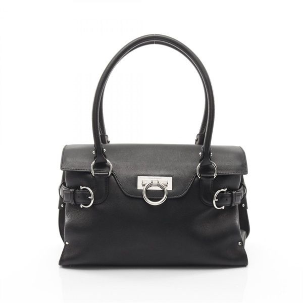 Salvatore Ferragamo Gancini Shoulder Handbag 21 4402 Calf leather Black Used