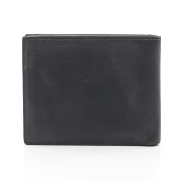 HERMES Citizen Twill Compact Silk in Bi-fold wallet Swift leather Black Used B