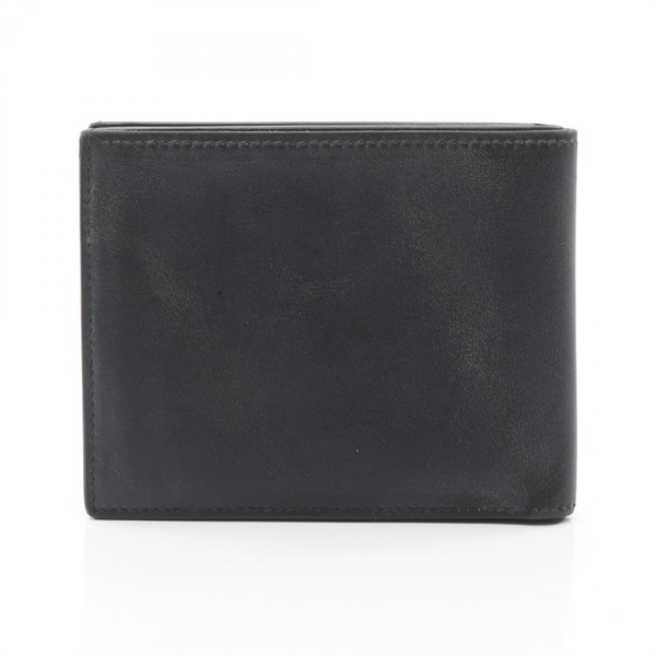 HERMES Citizen Twill Compact Silk in Bi-fold wallet Swift leather Black Used B