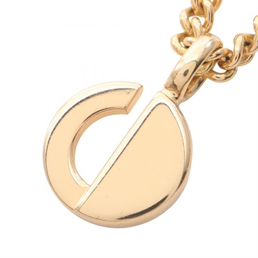 Christian Dior CD round logo Necklace Pendant Gold Plated Used 41.5~46cm Women