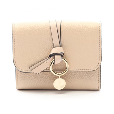 Chloe ALPHABET Small Trifold Wallet leather Beige Used Women