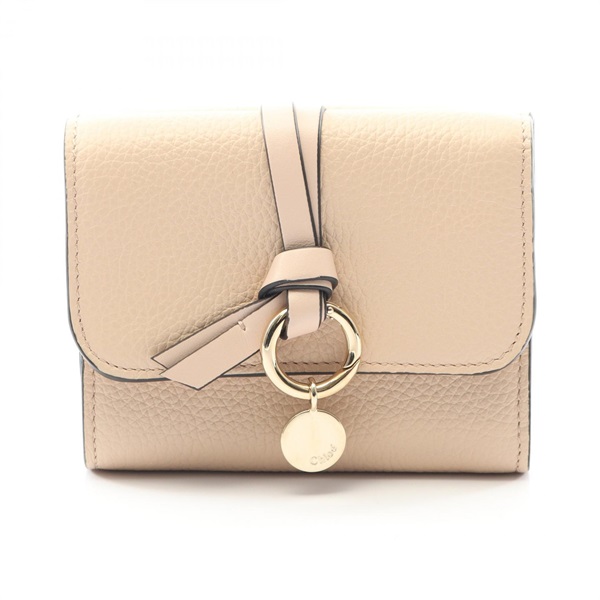 Chloe ALPHABET Small Trifold Wallet leather Beige Used Women