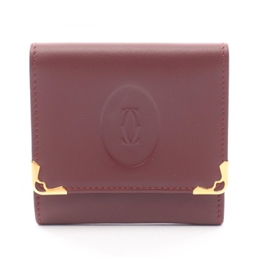 CARTIER Must Line Coin Purse Wallet leather Bordeaux Used Women