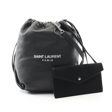SAINT LAURENT PARIS TEDDY chain Shoulder Bag 538447 leather Black Used Women