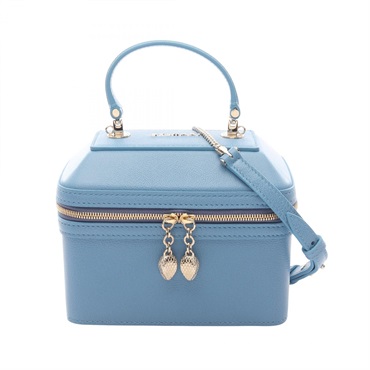 BVLGARI Serpenti Jewelry Box Shoulder Handbag leather Blue Used Women GHW