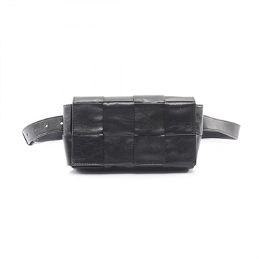 BOTTEGA VENETA Cassette Belt Waist bag 651053 leather Black Used mens BV