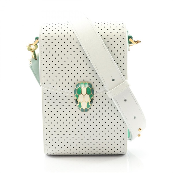 BVLGARI CASA BLANCA Serpenti Shoulder Bag 292333 leather White Green Used Women