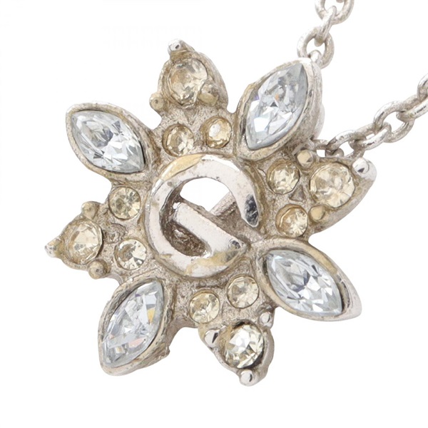 GIVENCHY G logo Necklace Stainless Steel Rhinestone Used Women 40.5cm