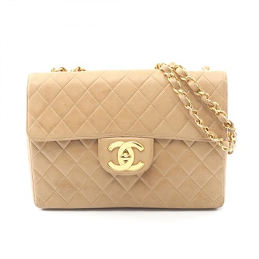 CHANEL Jumbo Matelasse 30 Single Flap chain Shoulder Bag Lamb leather Beige Used