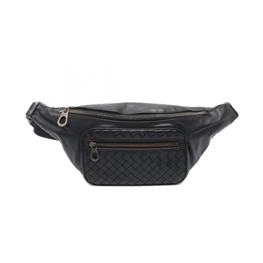 BOTTEGA VENETA Intrecciato Waist bum belt bag leather Black Used mens