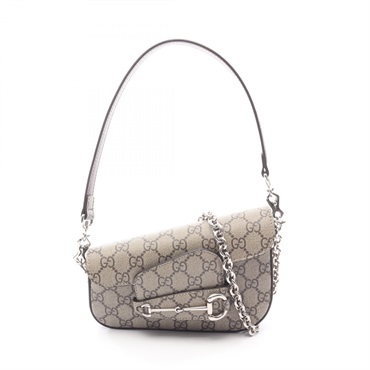 GUCCI Horsebit 1955 GG Supreme Shoulder Bag 774209 canvas leather Beige Used