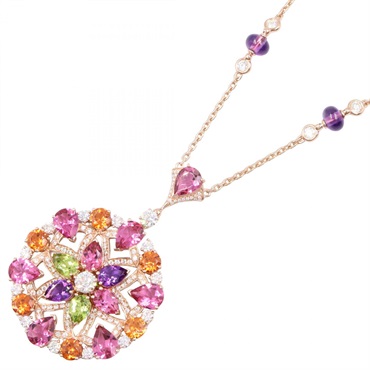 BVLGARI Diva Dream Diamond Necklace 18KPG Rose Gold Amethyst Peridot used women