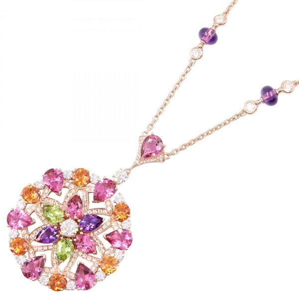 BVLGARI Diva Dream Diamond Necklace 18KPG Rose Gold Amethyst Peridot used women
