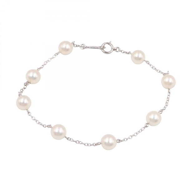 MIKIMOTO Pearl Bracelet K14WG Silver White 17㎝ Used Women