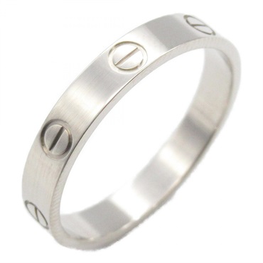 CARTIER Mini Love Ring 18KWG White Gold Used unisex US size 9 #60