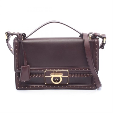 Salvatore Ferragamo 2Way Crossbody Shoulder Handbag Leather Bordeaux Used Women