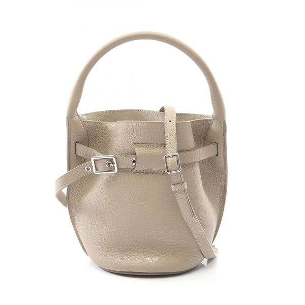 CELINE Big bag bucket Nano 2Way Shoulder Handbag leather Beige Used Women