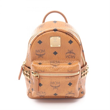 MCM Visetos Rucksack Backpack MMKAAVE13CO001 canvas leather Brown Used Women