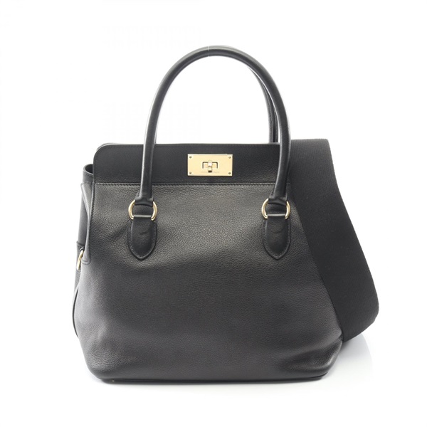 HERMES Toolbox 26 Shoulder Handbag Evercolor leather Black Used Women GHW C
